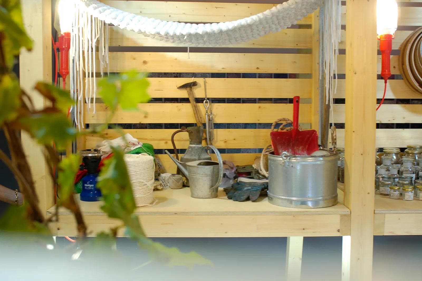 some tools placed in the inside of the seed chest